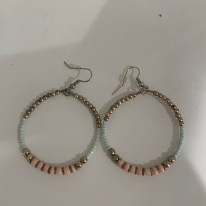 Pastel and Gold Beaded Hoops